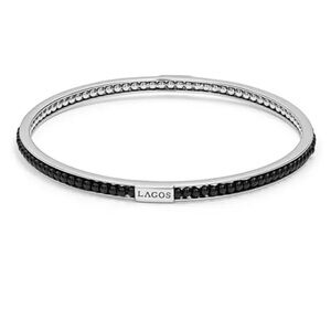 Lagos Dark Blue/Gray Sterling Silver Caviar Icon Beaded Bangle Bracelet